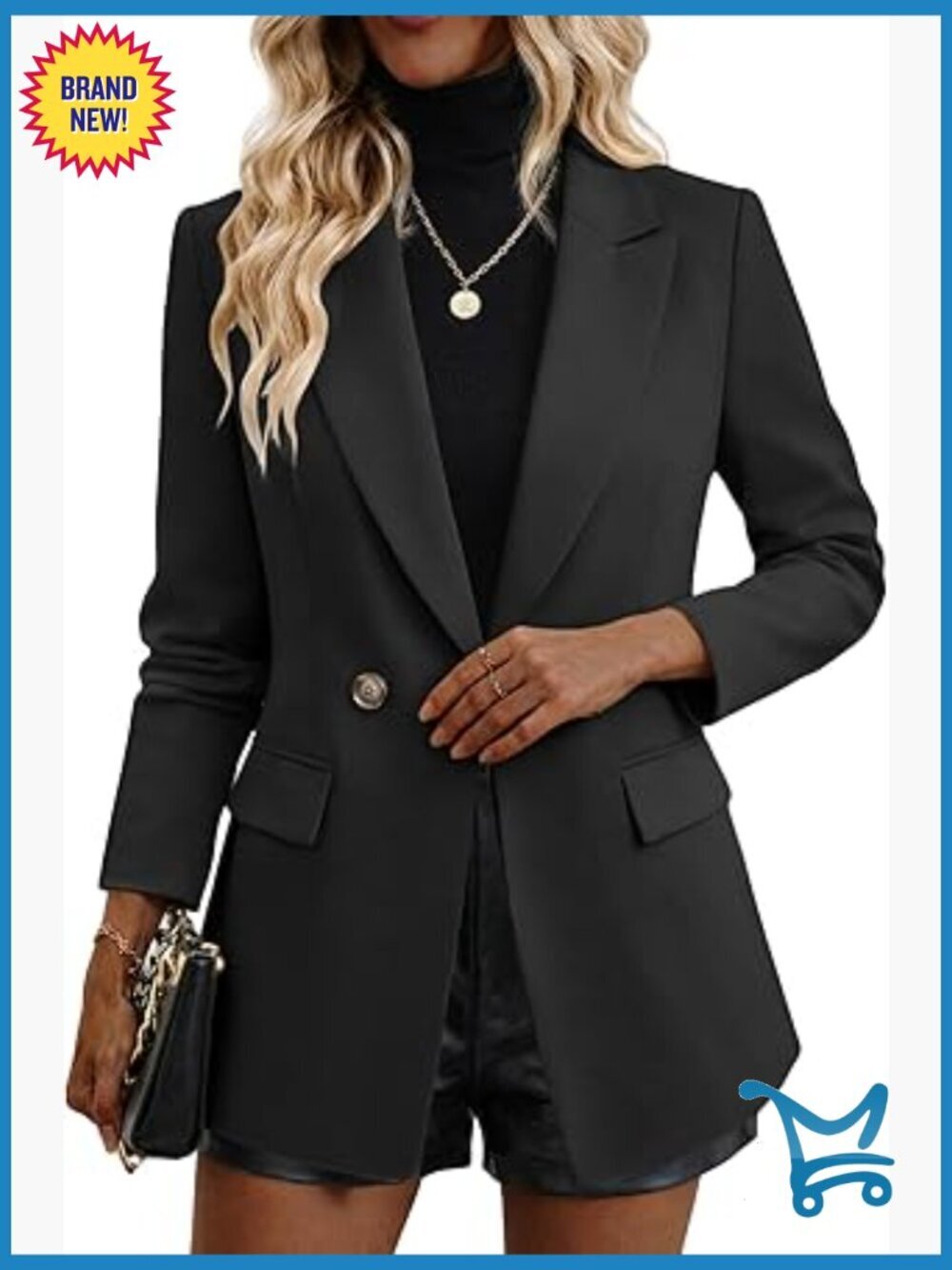 Women's Casual Loose Blazer Double Breasted Full-Lined Work Jacket with Pockets